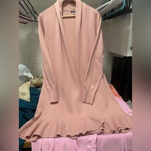 Pink Ruffled Long Cardigan Vila Milan